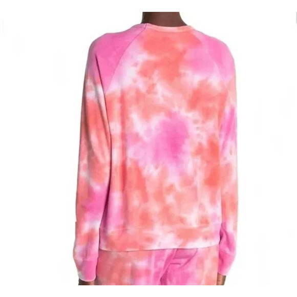 Sundry Womens Sweatshirt Size SMALL Pink Apricot Tie Dye NEW Raglan Scoop Neck - Picture 3 of 5